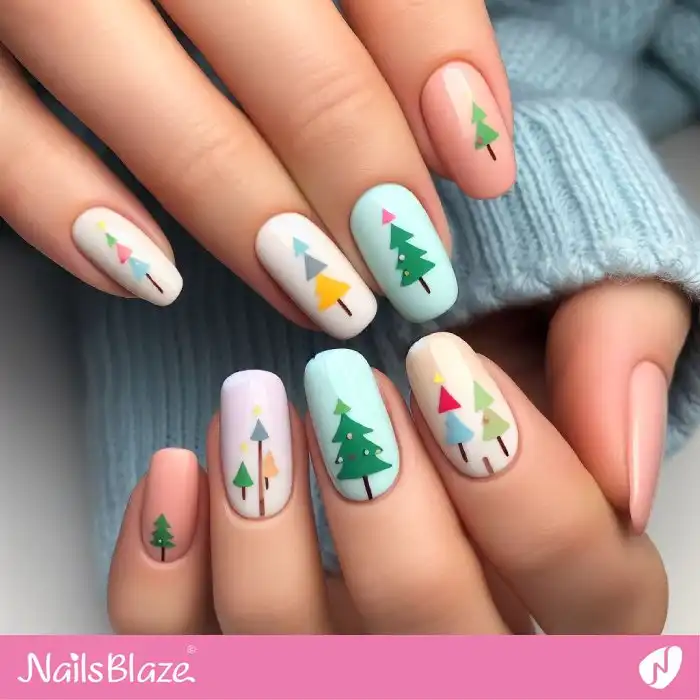 Simple Christmas Tree Nail Design | Winter - NB1287